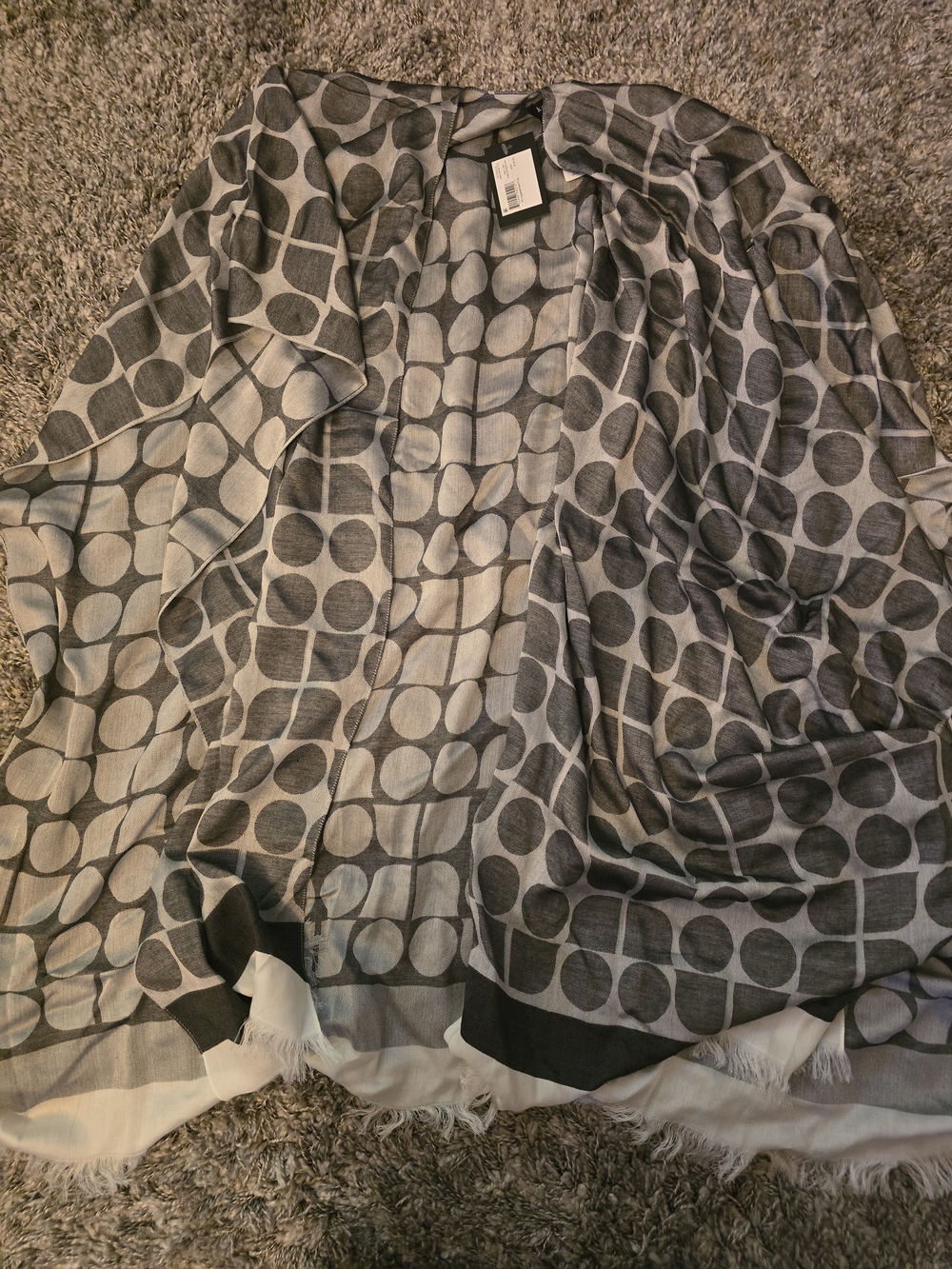 Kate Spade Gray Patterned Ruana Wrap - Picture 3 of 3